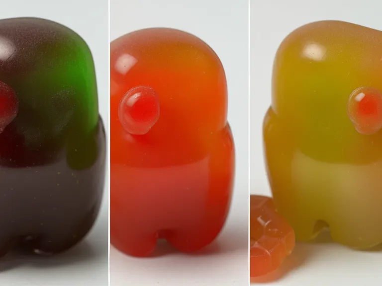 Comparison of two different types of gummy supplements showing texture differences.