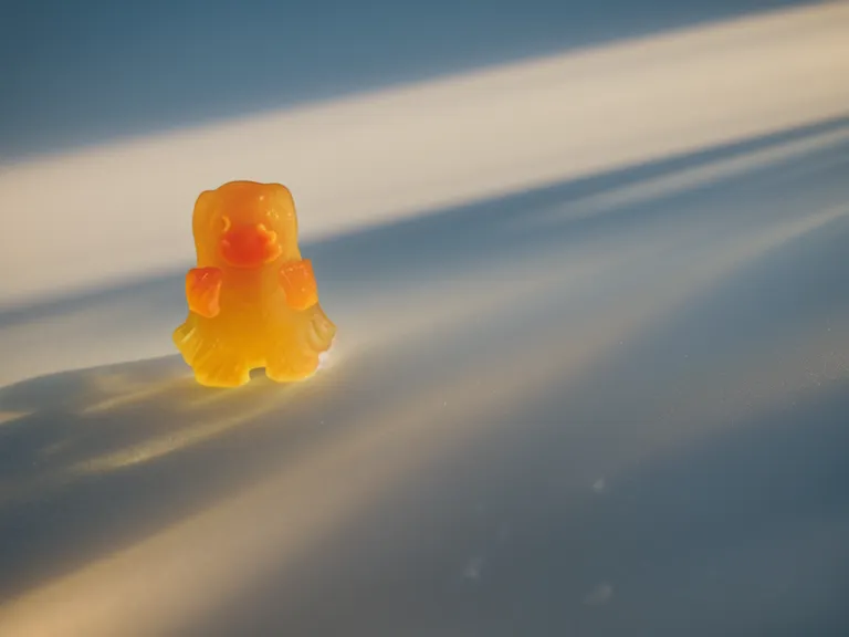 A single probiotic gummy sitting on a teacher's gradebook.