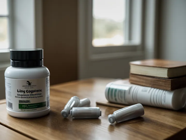 Two digestive supplement capsules sitting next to school grading papers.
