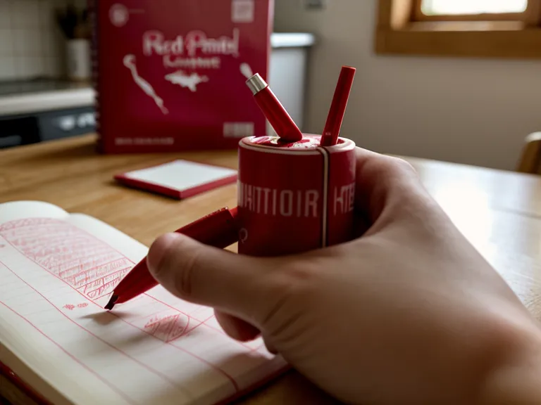 A hand with a red pen auditing the sugar content on a supplement label.