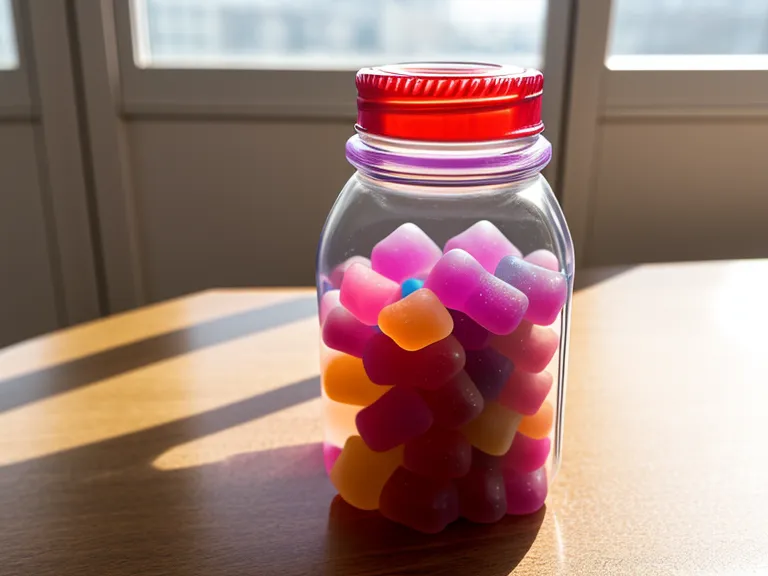 PrimeBiome gummy vitamins on a teacher's desk next to graded papers.