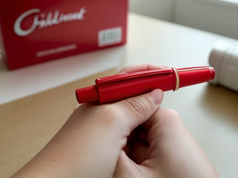 A teacher's hand grading a supplement ingredient label with a red pen.